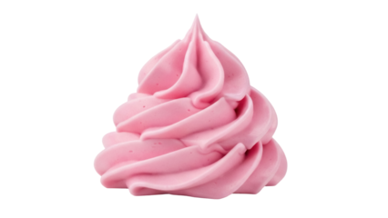 Isolated swirl of pink frosting, topping dessert sweet treat, cake decoration swirl, pink icing