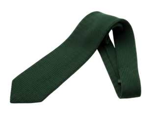 Isolated green tie with texture is laying with no folds, fashion accessory for men