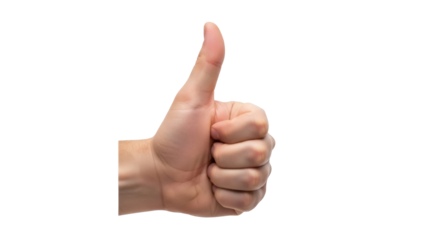 Isolated hand giving thumbs up sign expressing approval, encouragement and positivity