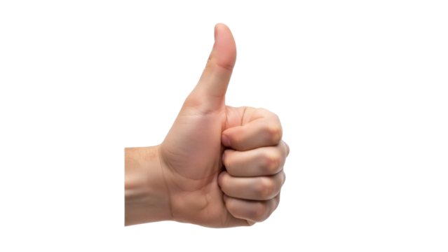 Isolated hand giving thumbs up sign expressing approval, encouragement and positivity - Powered by Adobe