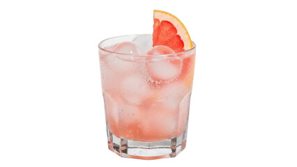 Isolated refreshing drink with grapefruit slice on top for commercial use, bright lighting