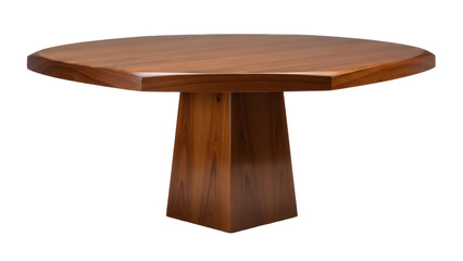 Isolated octagonal wooden table, contemporary design furniture for home or office reception