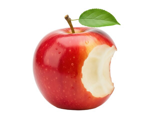 Isolated red apple with a missing bite part showing core, ripe and fresh looking fruit