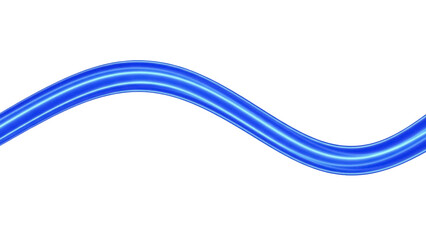 Isolated blue power cord in wave shape as cable connection with no background design
