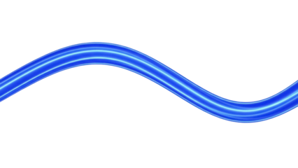 Isolated blue power cord in wave shape as cable connection with no background design