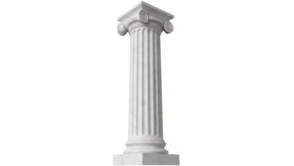 Isolated column, neoclassical architecture element for design and creative projects, marble