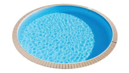 Isolated Round swimming pool full of clean blue water for fun, leisure, and exercise