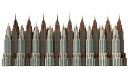 Isolated arrangement of tower models, city design scheme, cityscape concept, building blocks