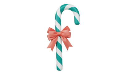 Isolated holiday treat, candy cane with bow, decoration, sweet food and winter theme