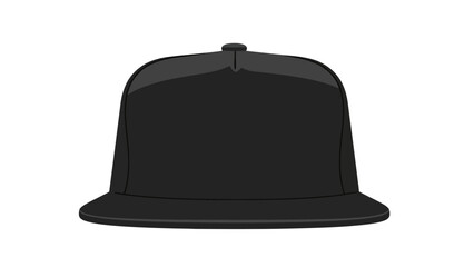 Fototapeta premium Black flatbrimmed hat with rounded crown and dark gray trim