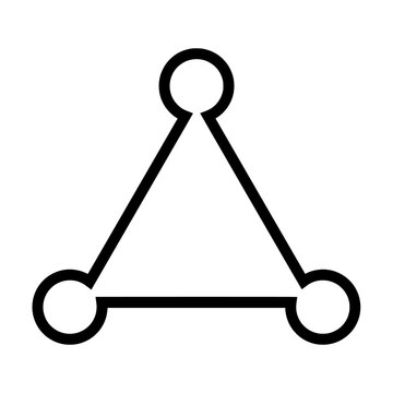 Geometric shape icon of a triangle with three circles at its vertices, representing a basic concept in geometry and design