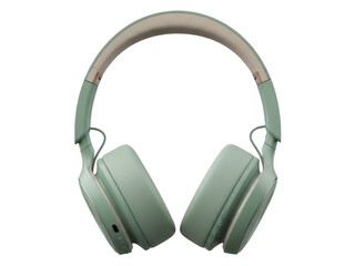 Isolated over ear headphones in light green color, wireless audio accessories, device