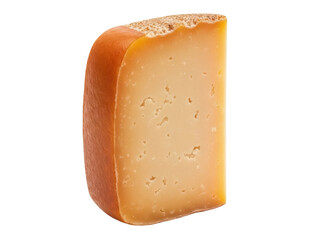 Isolated cheese wedge close up studio shot delicious food product Gouda snack ingredient