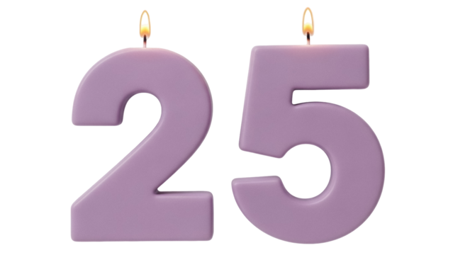 Isolated twenty-five birthday candles, number 25 on a bright surface, festive, age celebration - Powered by Adobe