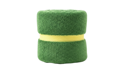 Isolated hand towel roll with yellow ribbon, soft terrycloth, absorbent, bathroom textiles