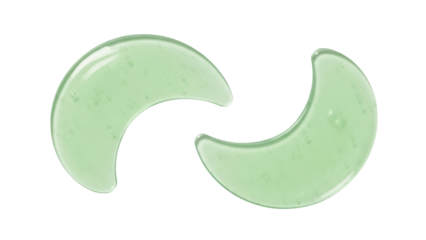 Isolated cosmetic eye patches, green gel eye pads for puffy eyes or dark circles treatment