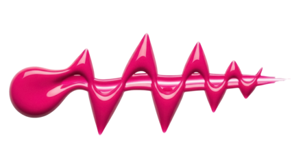 Isolated vibrant magenta nail polish squiggle, a textured abstract element for beauty design