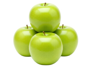Isolated heap of fresh green apples, ripe and juicy, stacked in a pyramid formation