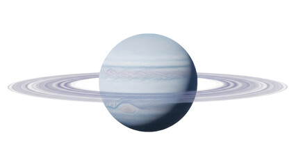 Isolated planet with icy rings rotating, a celestial body in the solar system space © Elena