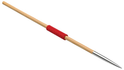 Isolated steel spear with red grip for sport athletics, fitness, and track and field training