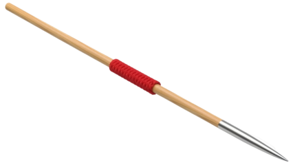 Isolated steel spear with red grip for sport athletics, fitness, and track and field training