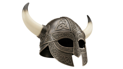Isolated Viking helmet with horns ancient history, fantasy role-playing game object, medieval, warrior