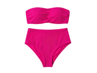 Isolated pink strapless bikini set, fashionable swimwear, summer vacation clothing, trendy attire