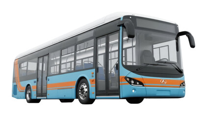 Isolated public transportation vehicle showing blue city transit bus without background