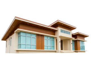 Isolated modern house exterior featuring contemporary architecture, home design and construction