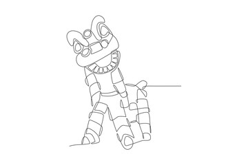 Lion dances. Lion and dragon dances concept one-line drawing