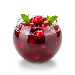 Fresh Cranberries in a Glass Bowl with Mint Leaves - Delicious and Healthy Fruit