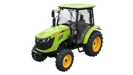 Isolated compact agricultural utility tractor, small machinery for farming, agriculture work