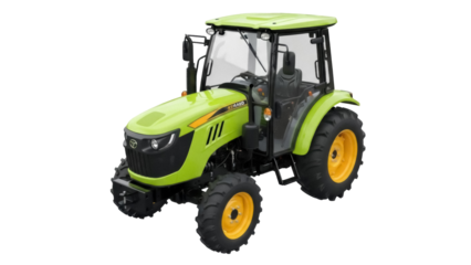Isolated compact agricultural utility tractor, small machinery for farming, agriculture work