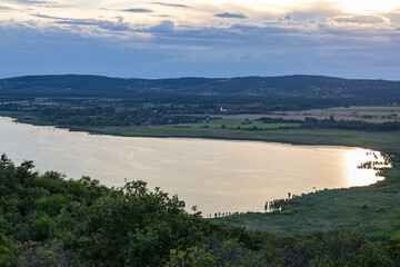Lake and hills, view of Lake Balaton in Hungary