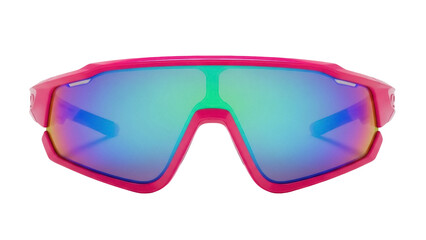 Isolated pair of colorful sunglasses for sports providing eye protection from the sun rays