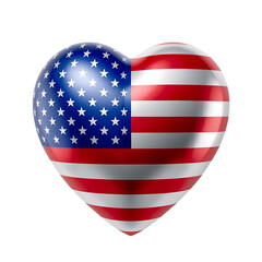 Patriotic Heart: A gleaming, heart-shaped emblem, adorned with the iconic stars and stripes of a nation's flag, embodies the spirit of patriotism and national pride.