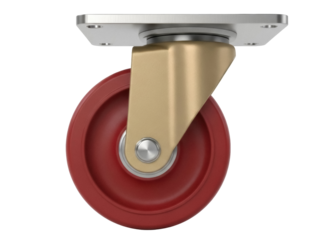 Isolated caster for rolling equipment is durable and heavy duty for transport uses