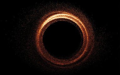A celestial marvel, an eye-like image of a black hole, with a bright, circular, glowing corona