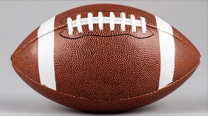 American football with classic brown leather texture and white laces