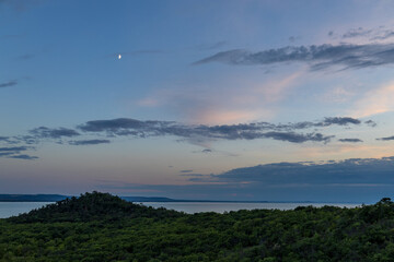 Sunset over the lake, view of Lake Balaton in Hungary
