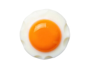 Isolated fried egg, a breakfast staple, cooked sunny side up with an unbroken yolk and firm whites