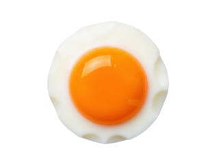 Isolated fried egg, a breakfast staple, cooked sunny side up with an unbroken yolk and firm whites