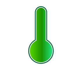 Green gradient thermometer icon showing temperature measurement isolated on transparent background