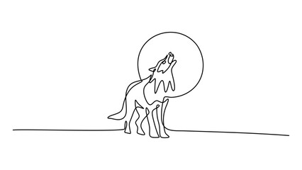 Obraz premium Minimalist One Line Art of a Howling Wolf Head