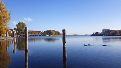 beam timber and beautiful view at the Malchower See