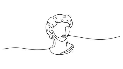 One Line Drawing of a Classical Greek Bust Sculpture