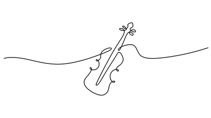 One Line Drawing of a Violin with its Bow