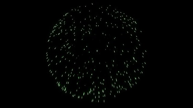 Green firework rocket shoots up with trail and explodes into sparks. Perfect for St. Patrick's Day or New Year celebration overlays. Isolated element