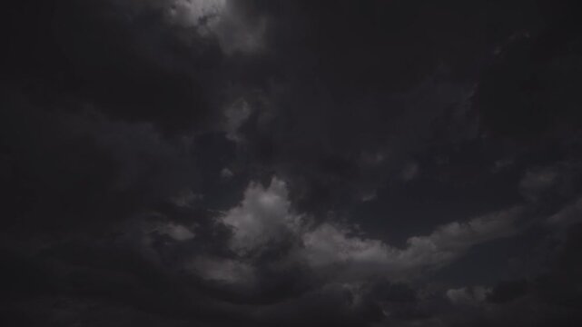 Dark, moody storm clouds moving rapidly across sky. Dramatic background for horror, thriller, or weather concepts
