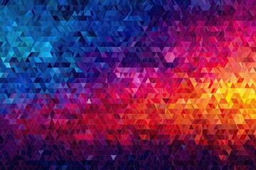 Geometric abstract art piece with colorful gradient of triangles